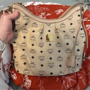Authentic MCM Tan Monogram Shoulder Bag